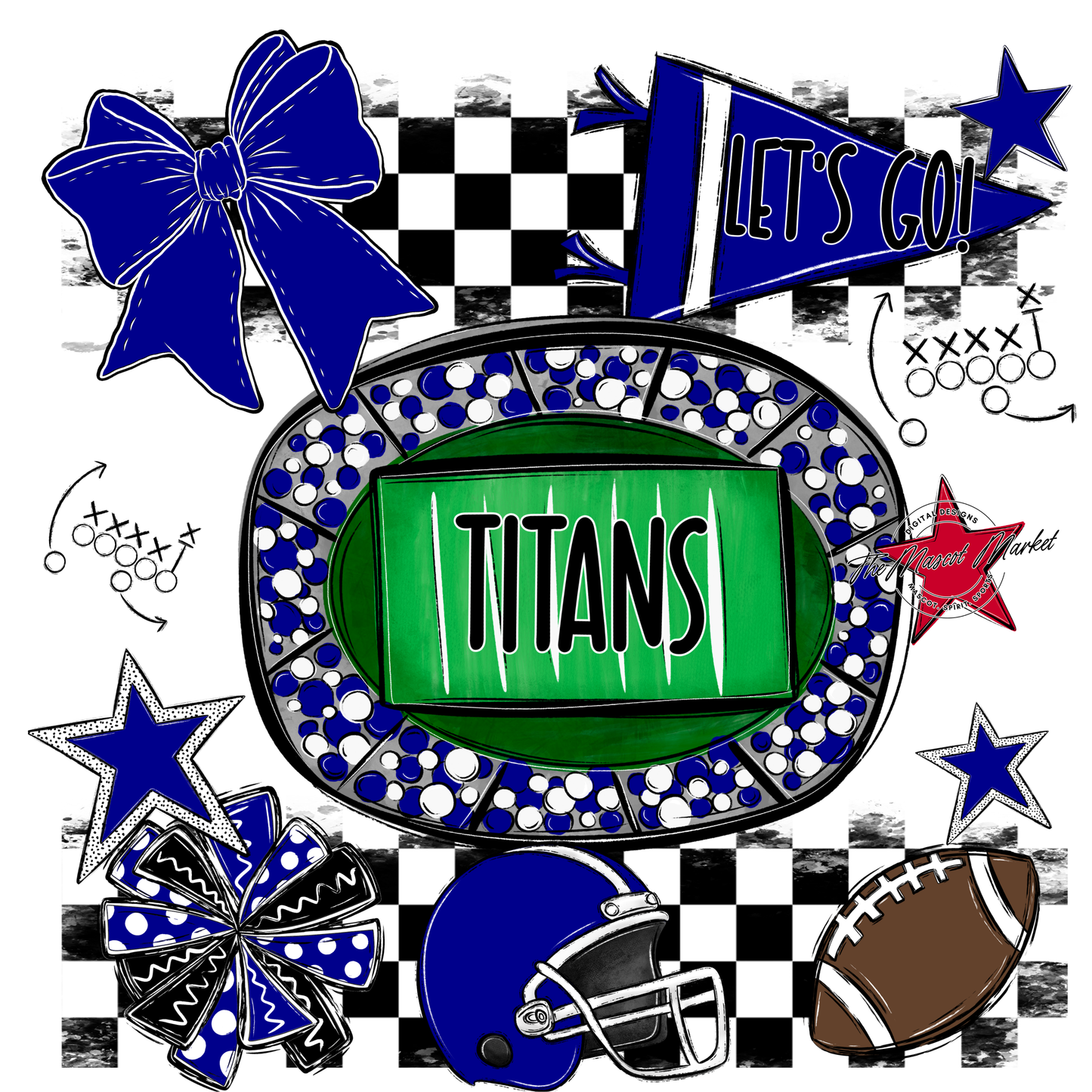 Titans Checkers Spirit Design-Blue