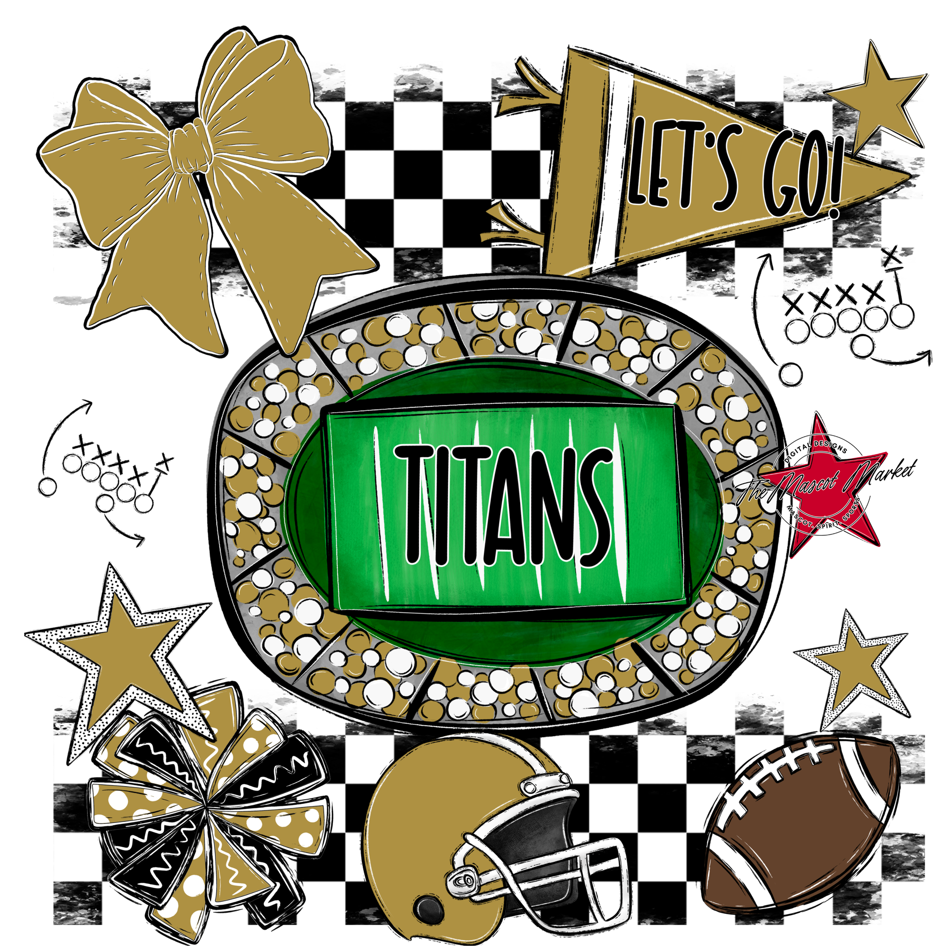 Titans Checkers Spirit Design-Gold