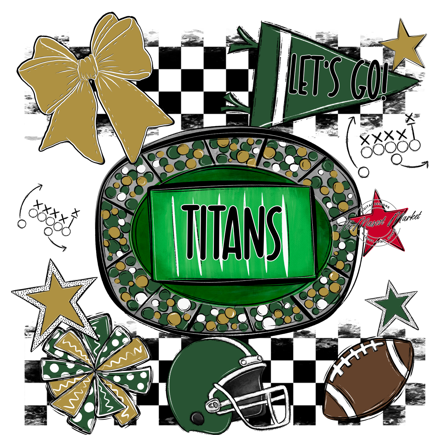 Titans Checkers Spirit Design-Green-Gold