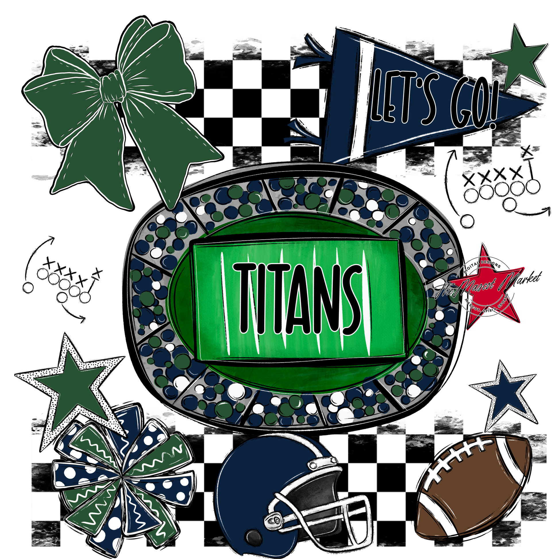 Titans Checkers Spirit Design-Navy-Green