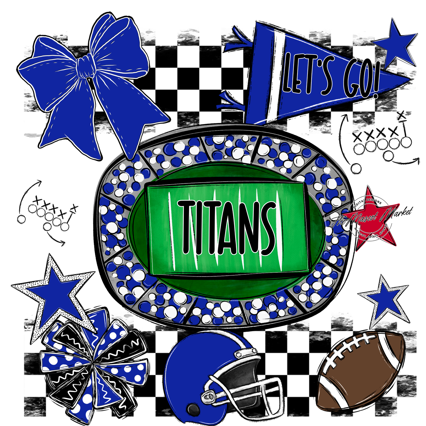 Titans Checkers Spirit Design-Royal Blue