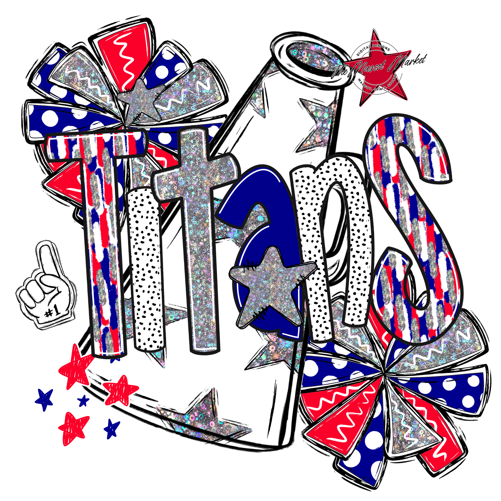 Titans Cheer Megaphone Scrape-Blue-Red