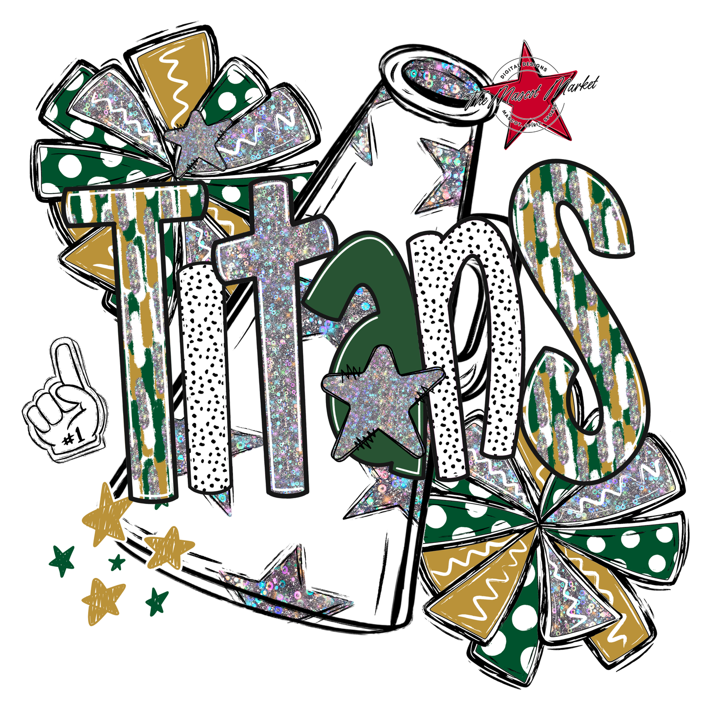 Titans Cheer Megaphone Scrape-Green-Gold