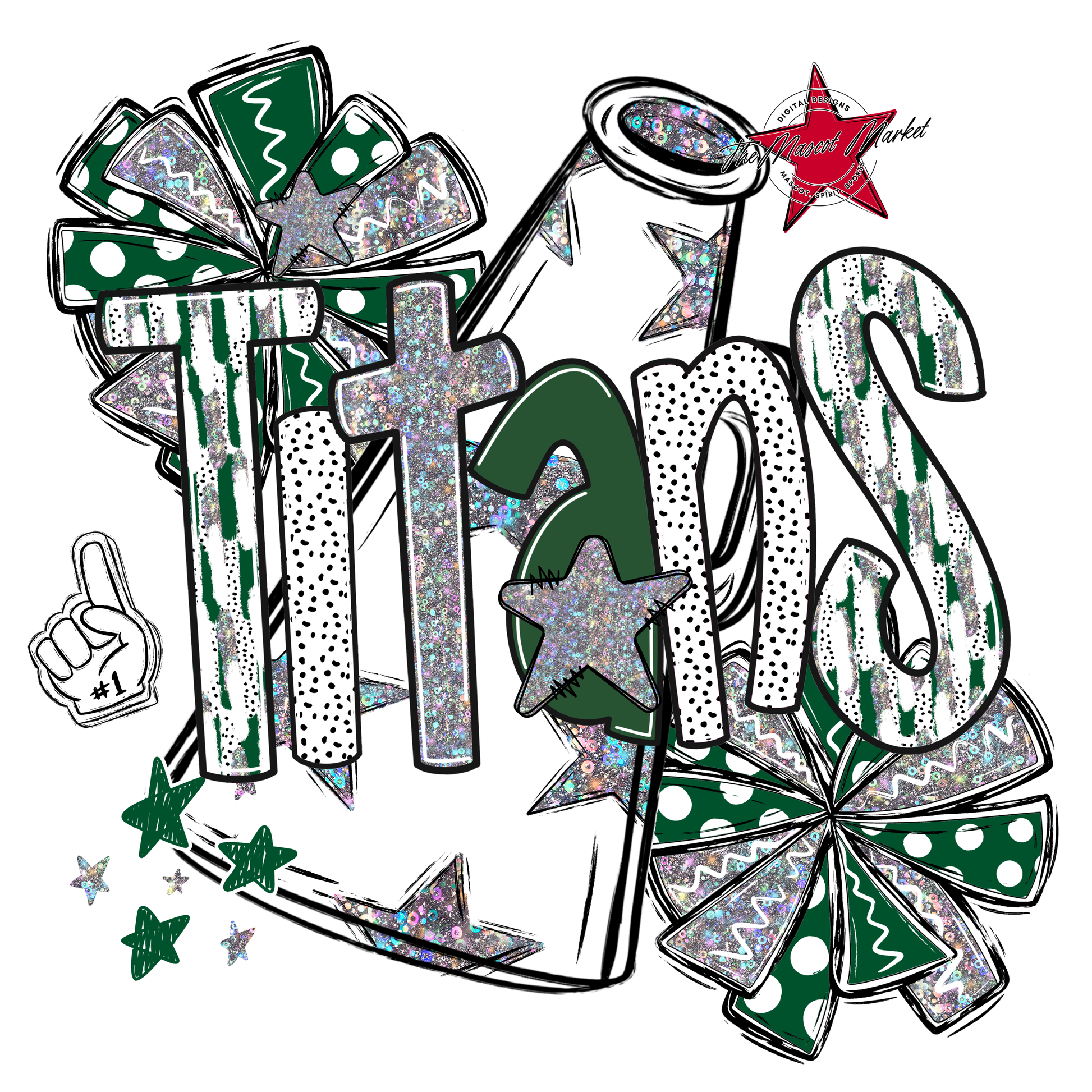 Titans Cheer Megaphone Scrape-Green