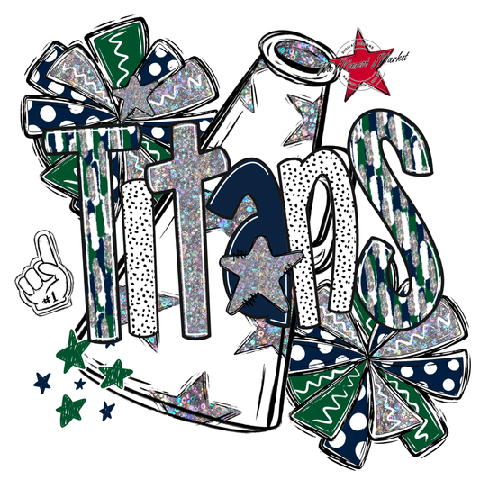 Titans Cheer Megaphone Scrape-Navy-Green