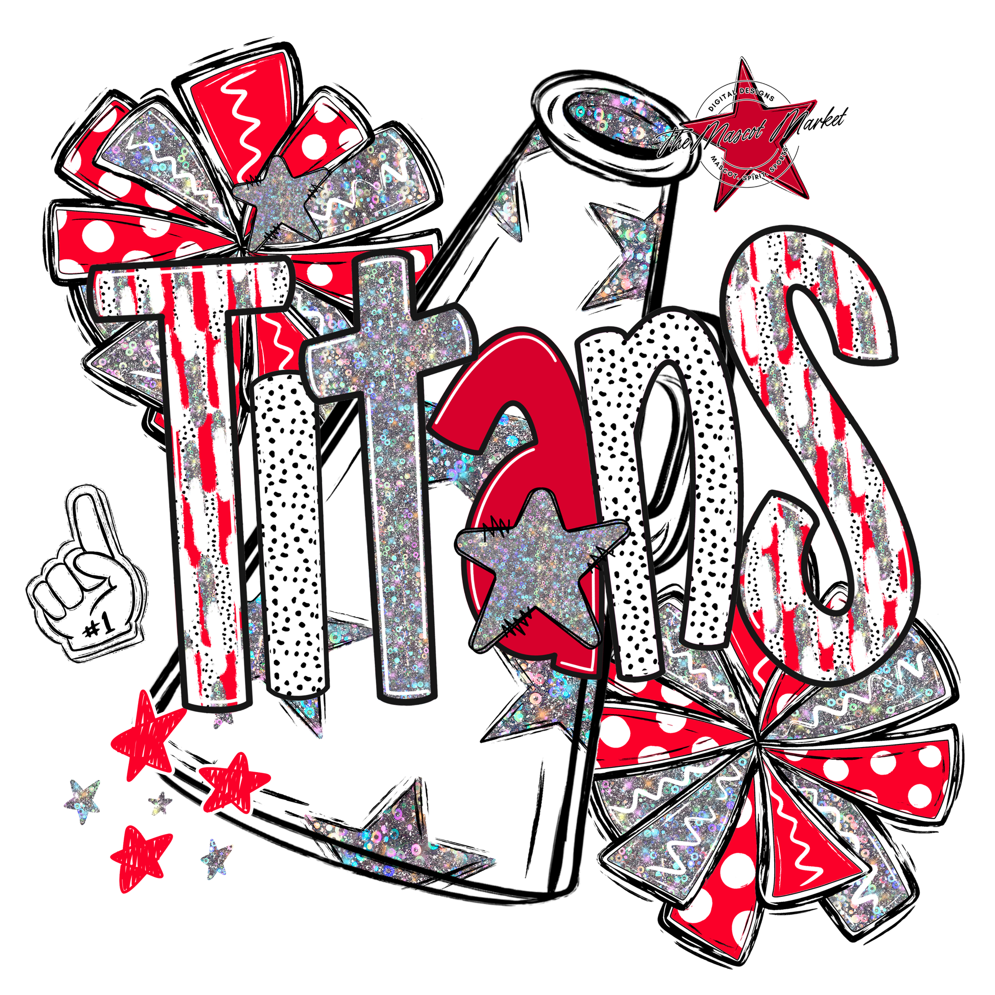 Titans Cheer Megaphone Scrape-Red