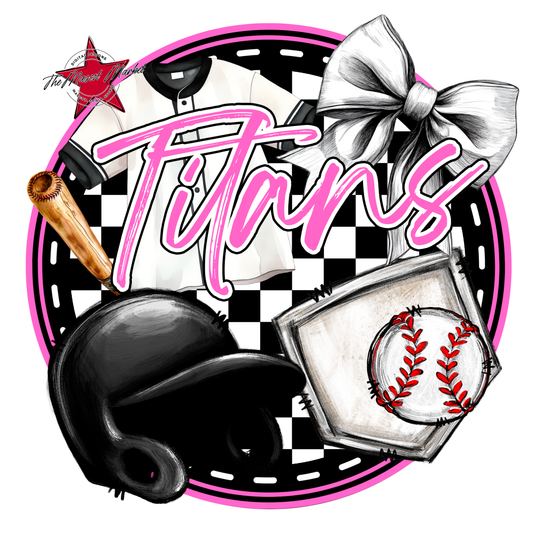 Titans Circle Baseball Design-Baby Pink