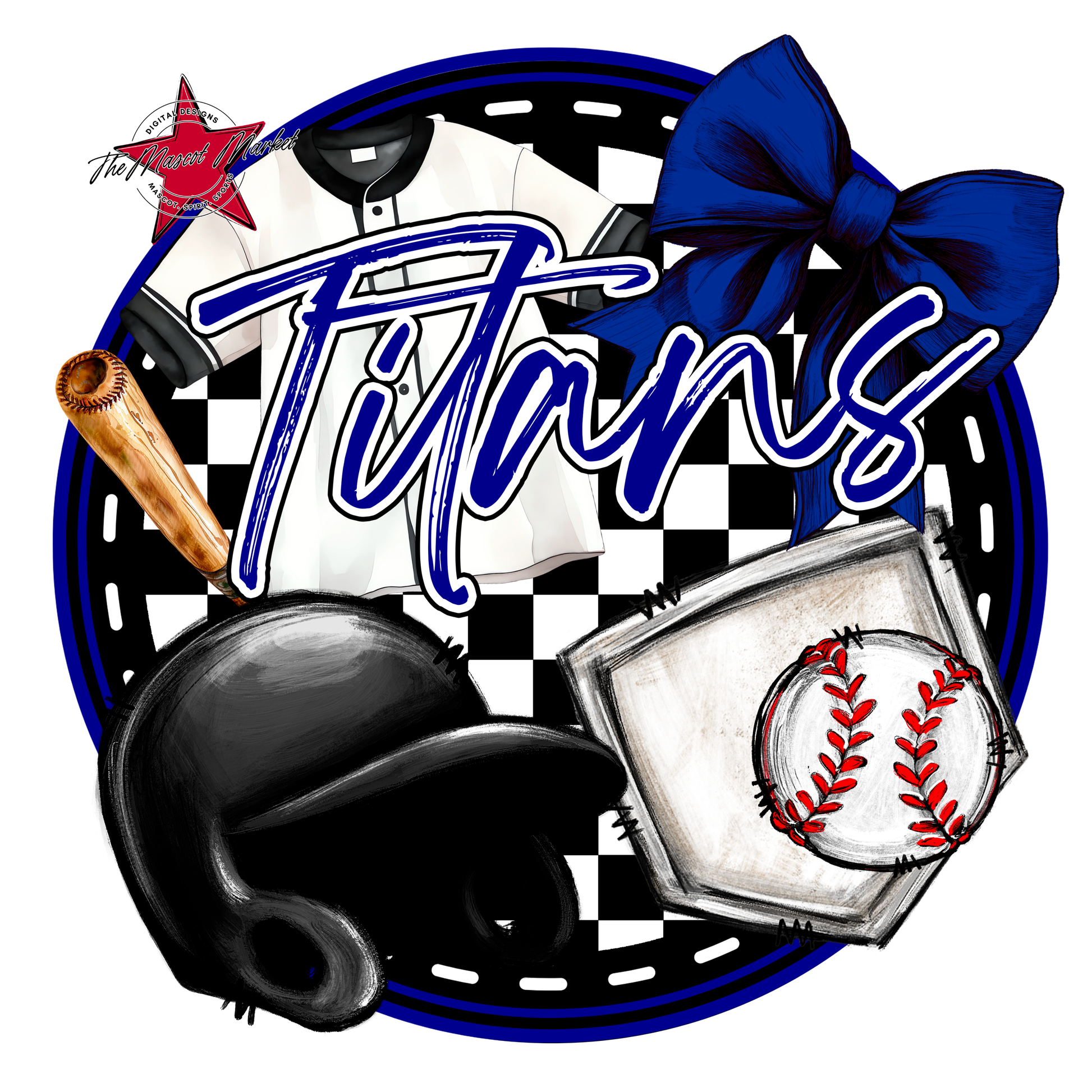 Titans Circle Baseball Design-Blue