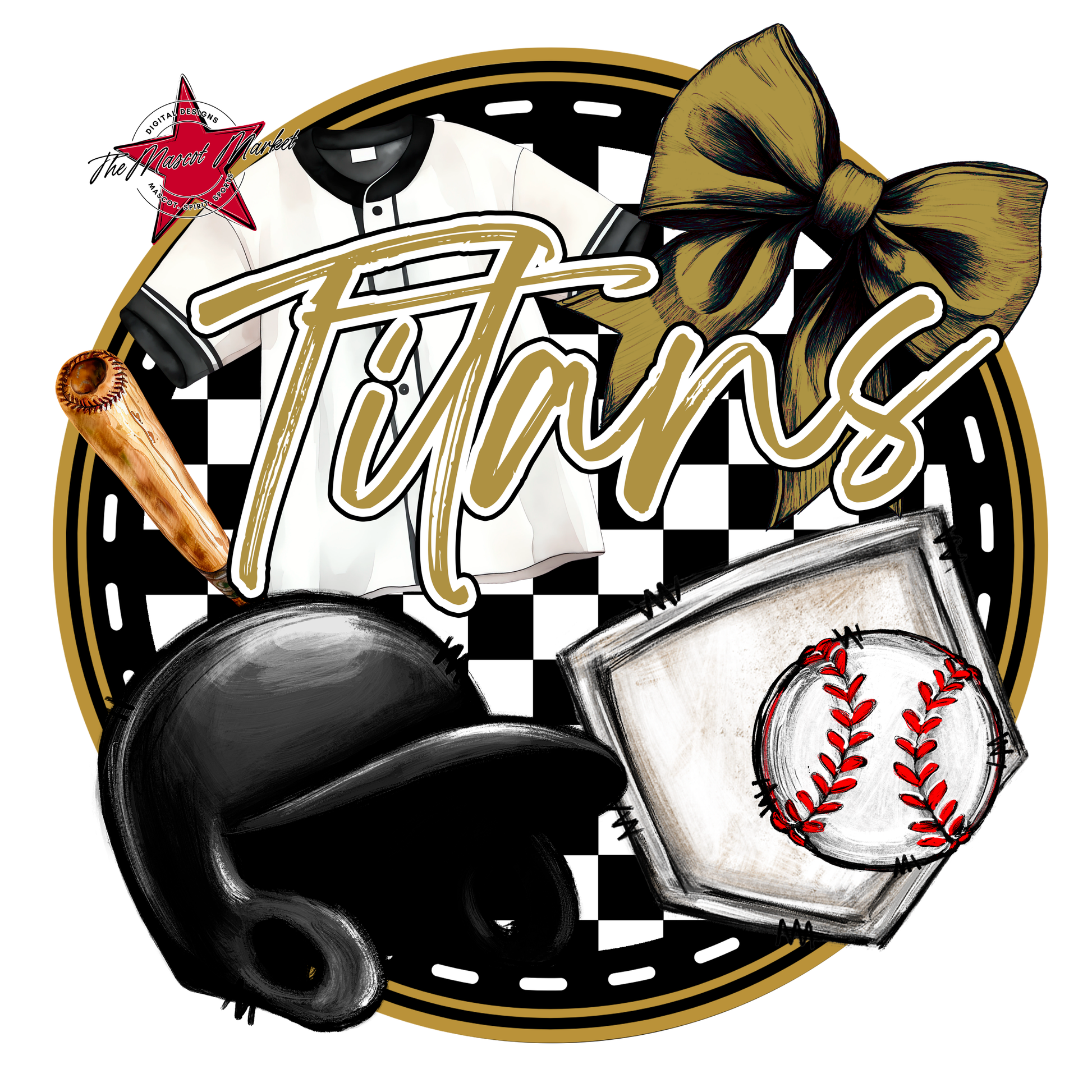 Titans Circle Baseball Design-Gold