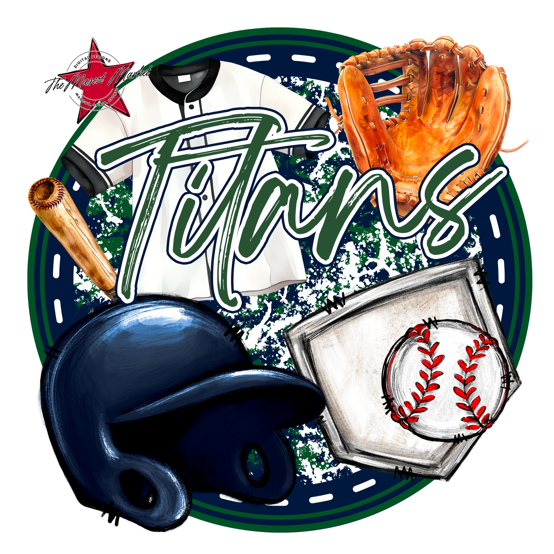 Titans Circle Baseball Design-Navy-Green