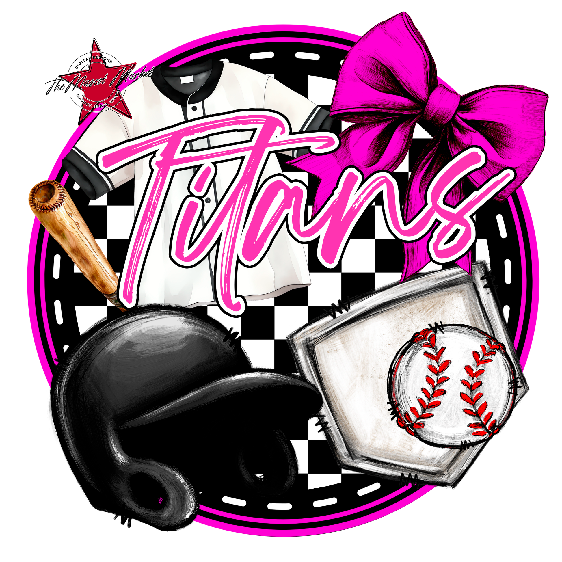 Titans Circle Baseball Design-Pink