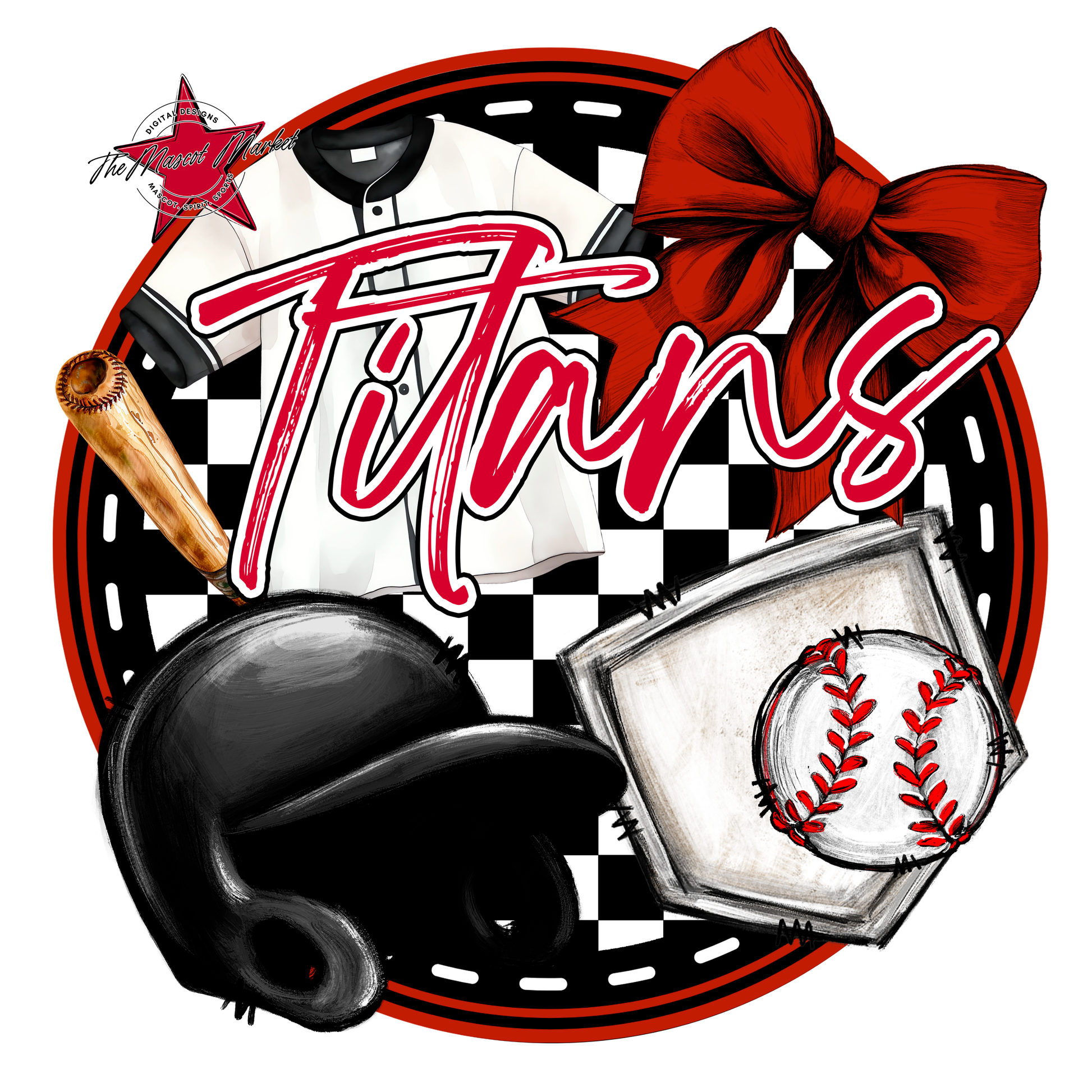 Titans Circle Baseball Design-Red