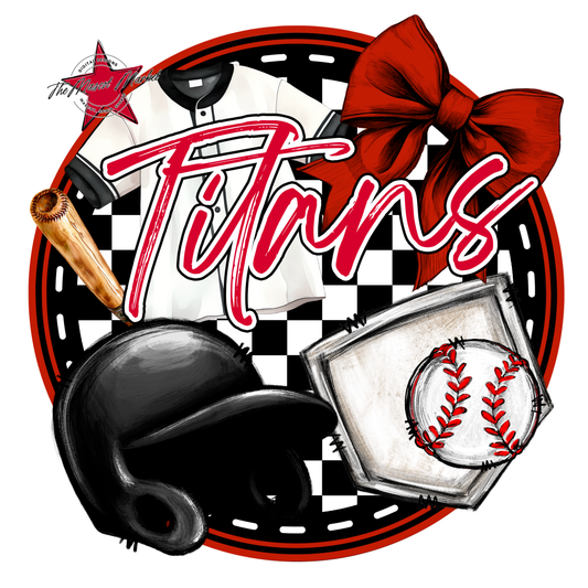 Titans Circle Baseball Design-Red