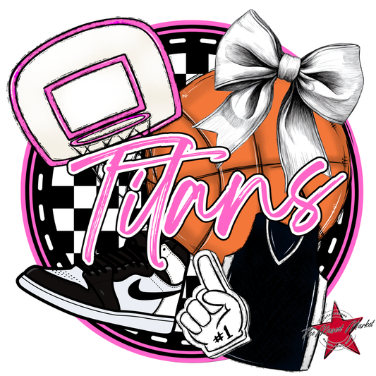 Titans Circle Basketball Design-Baby Pink