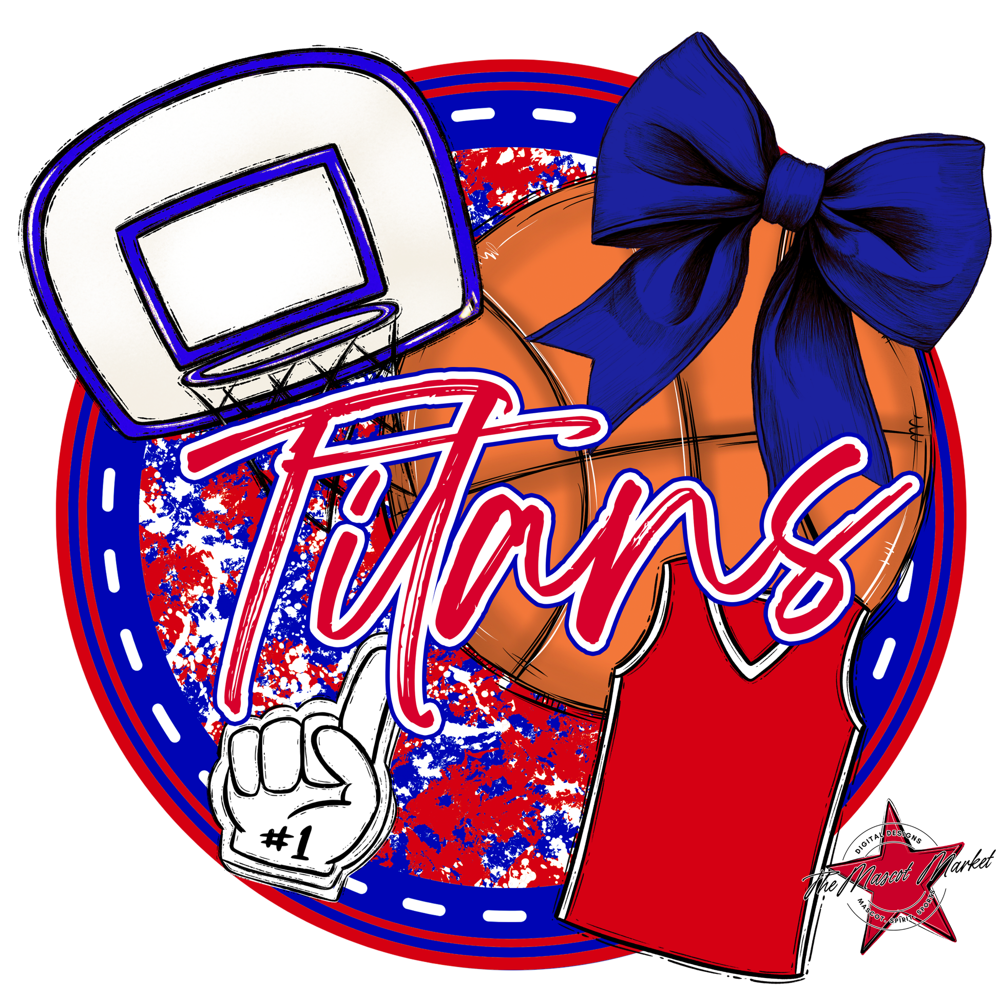 Titans Circle Basketball Design-Blue-Red