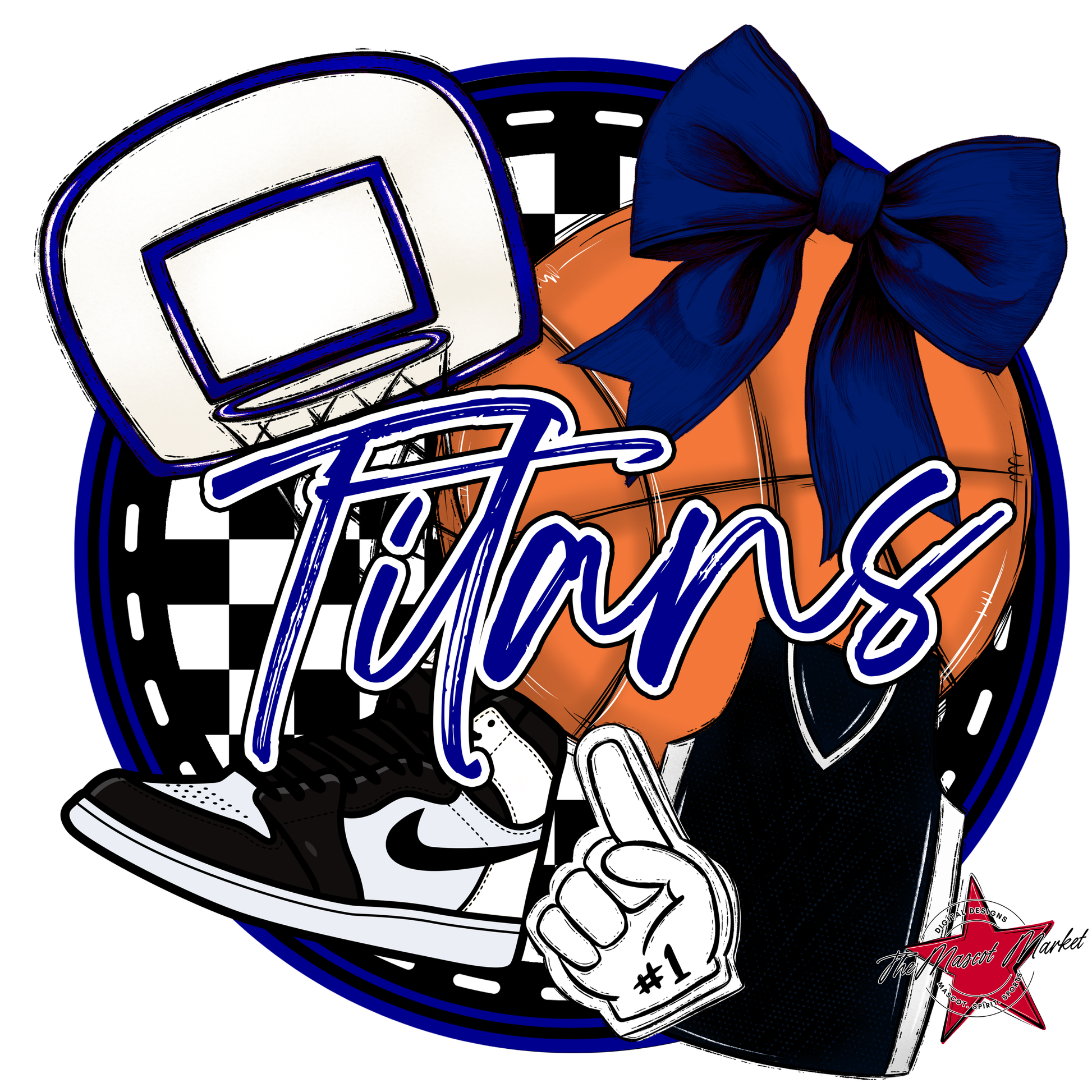 Titans Circle Basketball Design-Blue