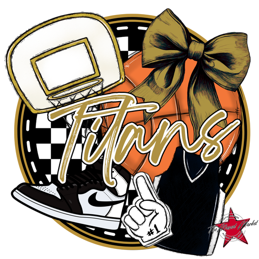 Titans Circle Basketball Design-Gold