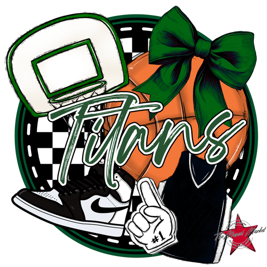 Titans Circle Basketball Design-Green