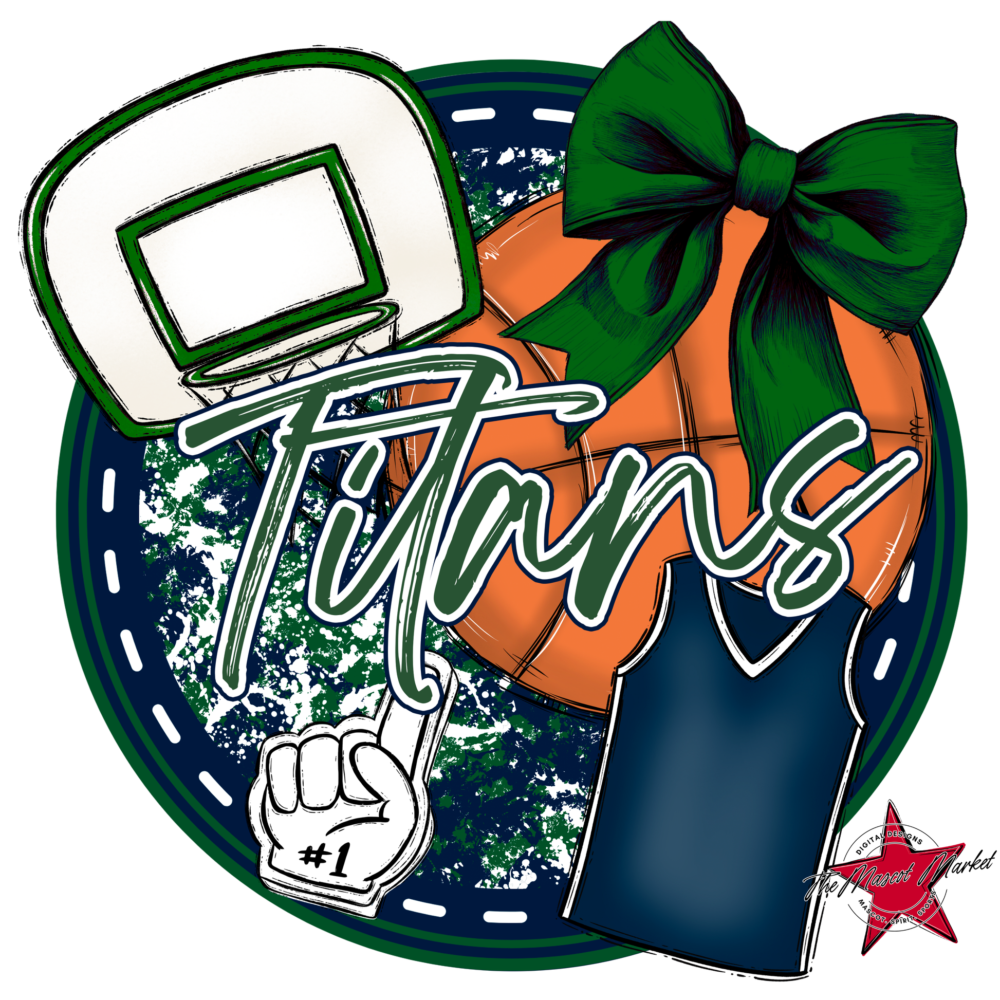 Titans Circle Basketball Design-Navy-Green