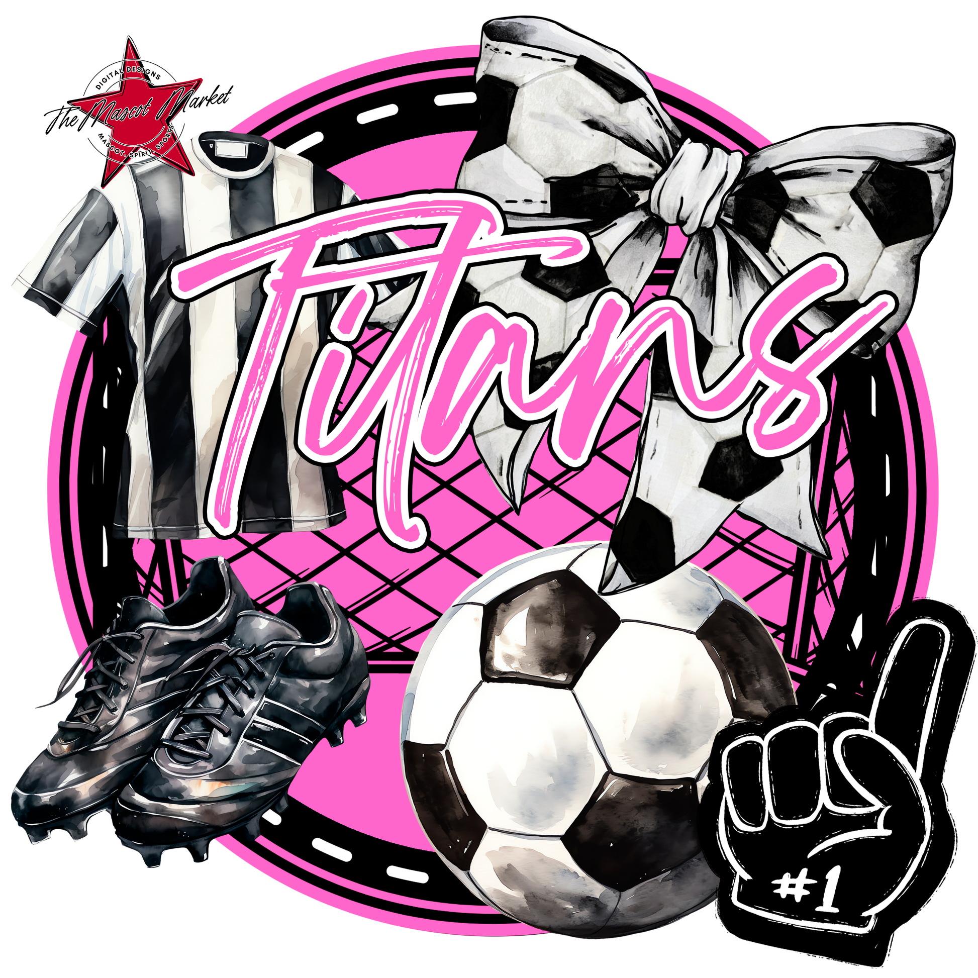 Titans Circle Soccer Design-Baby Pink