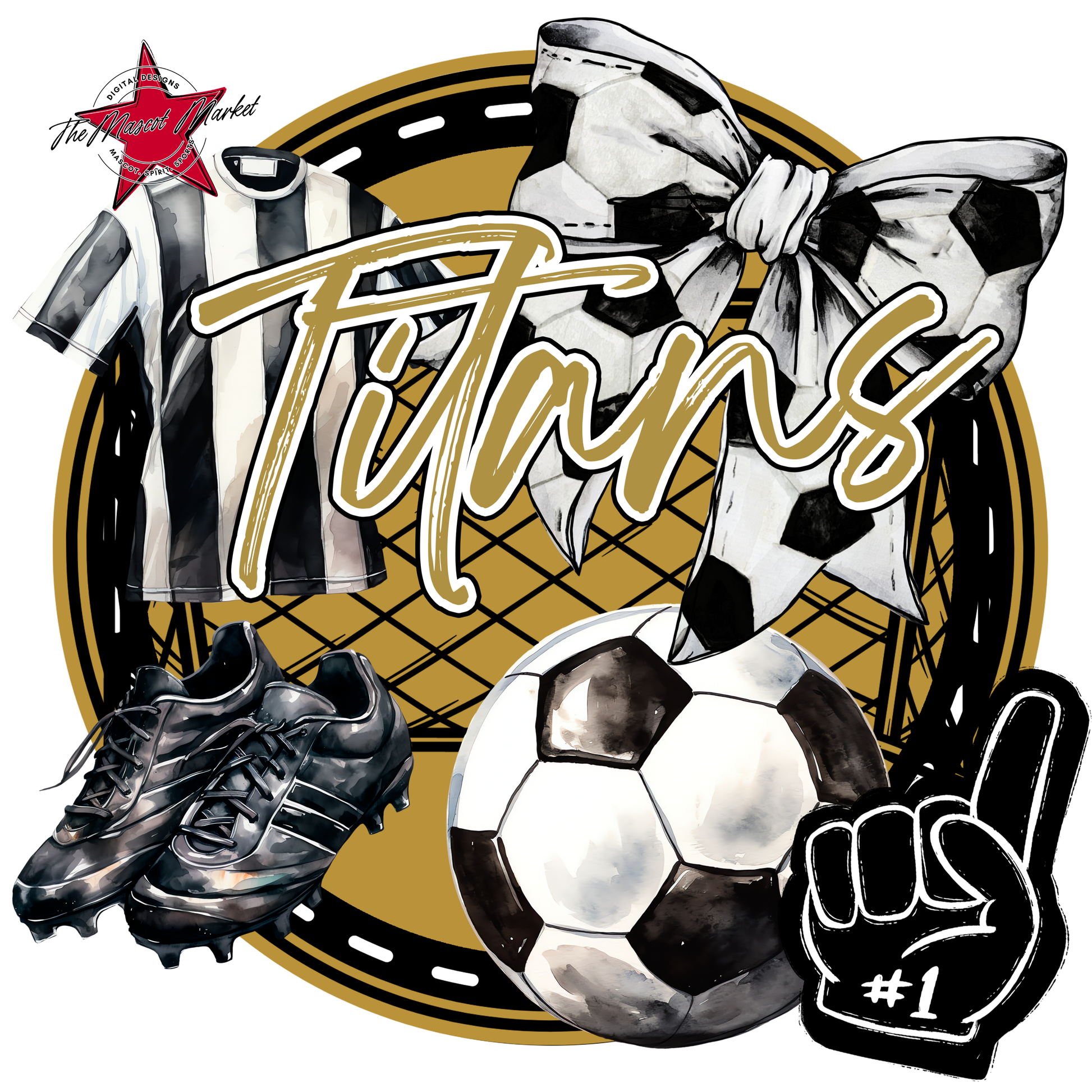 Titans Circle Soccer Design-Gold