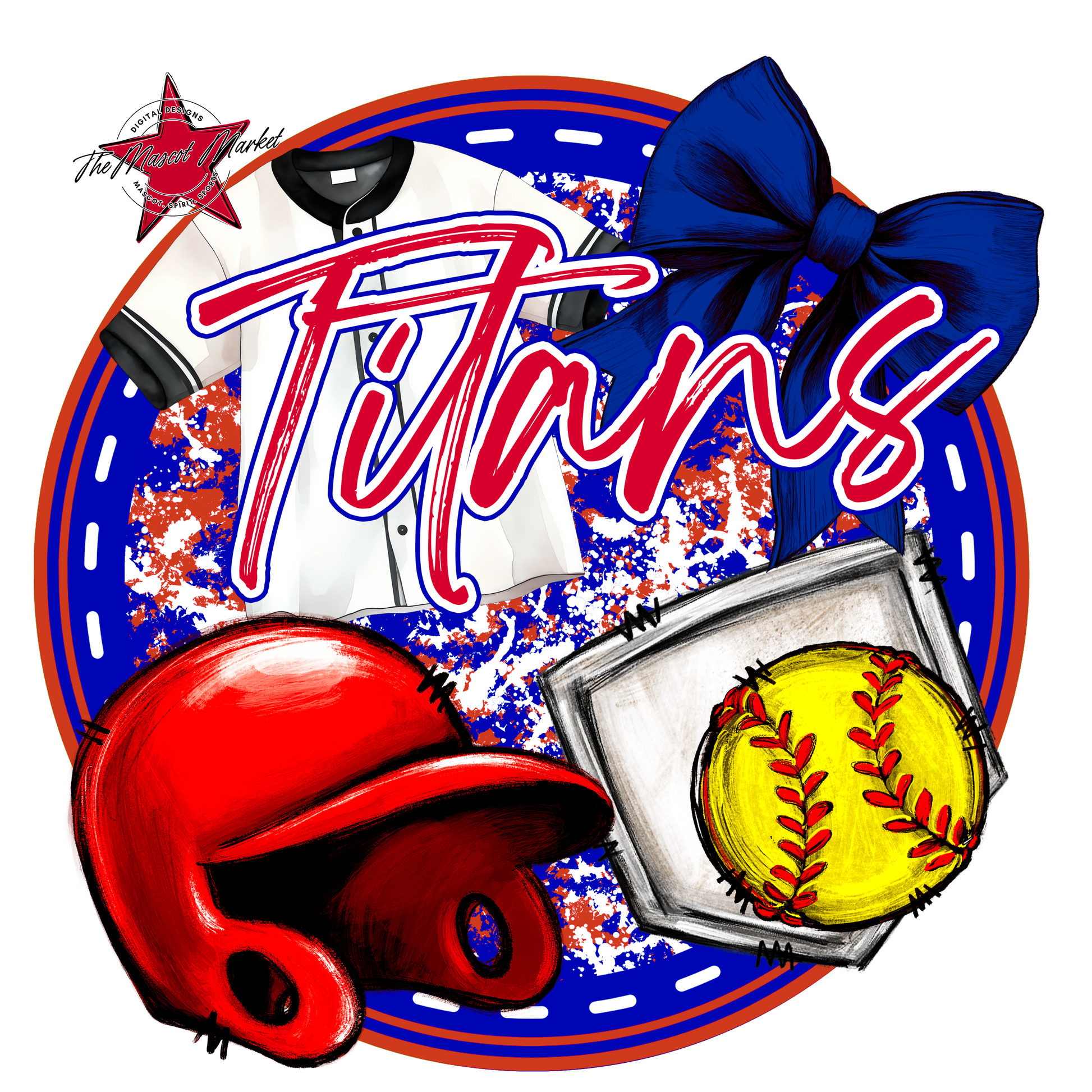 Titans Circle Softball Design-Blue-Red