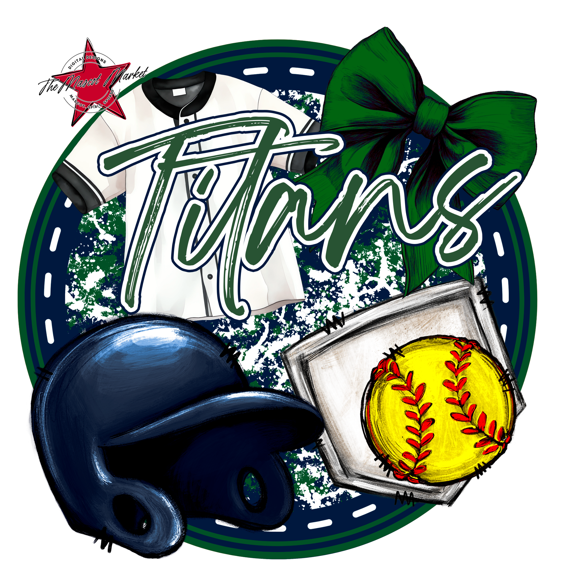 Titans Circle Softball Design-Navy-Green