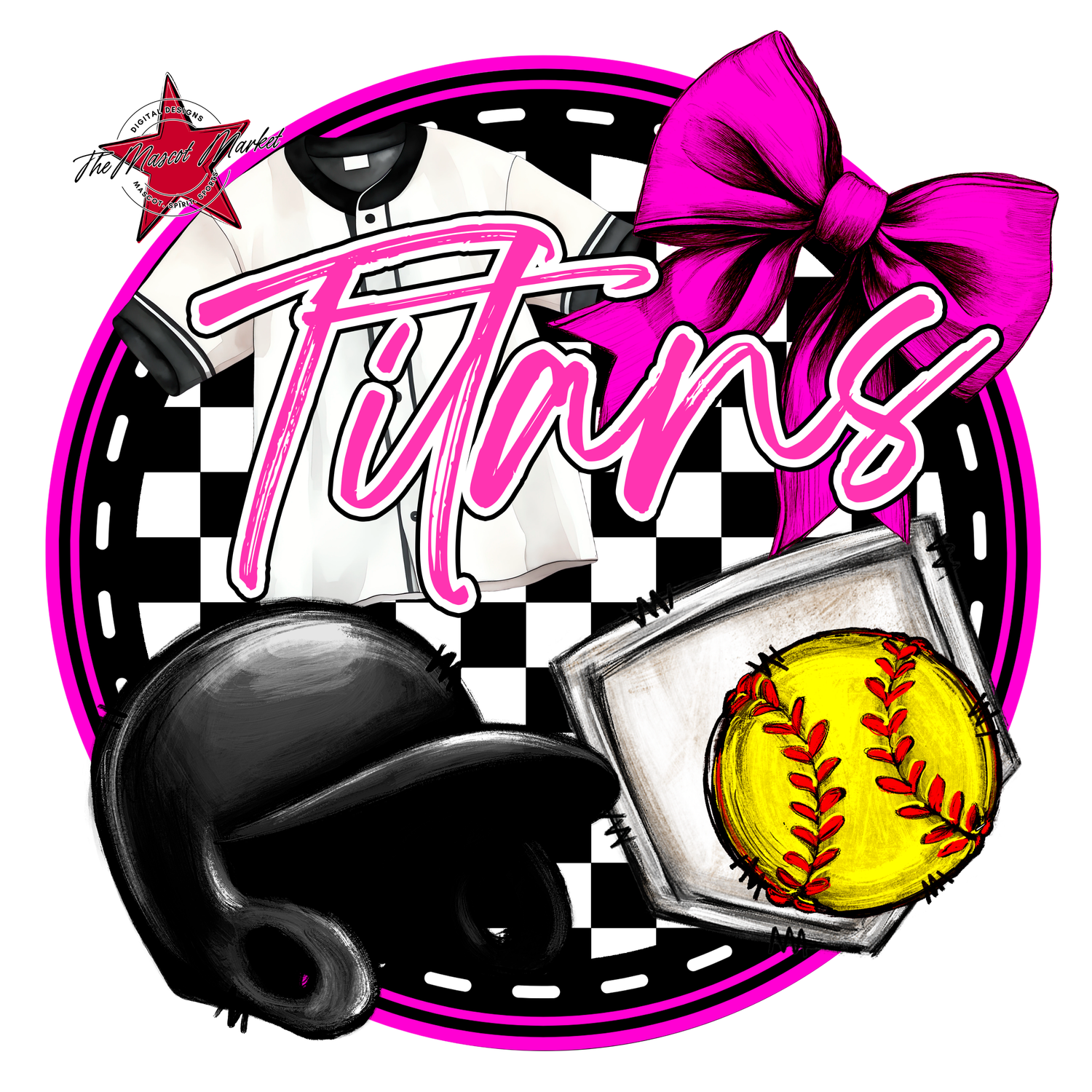 Titans Circle Softball Design-Pink