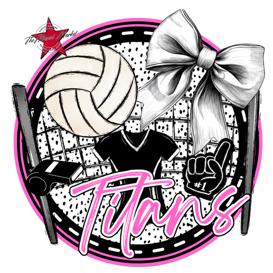 Titans Circle Volleyball Design-Baby Pink