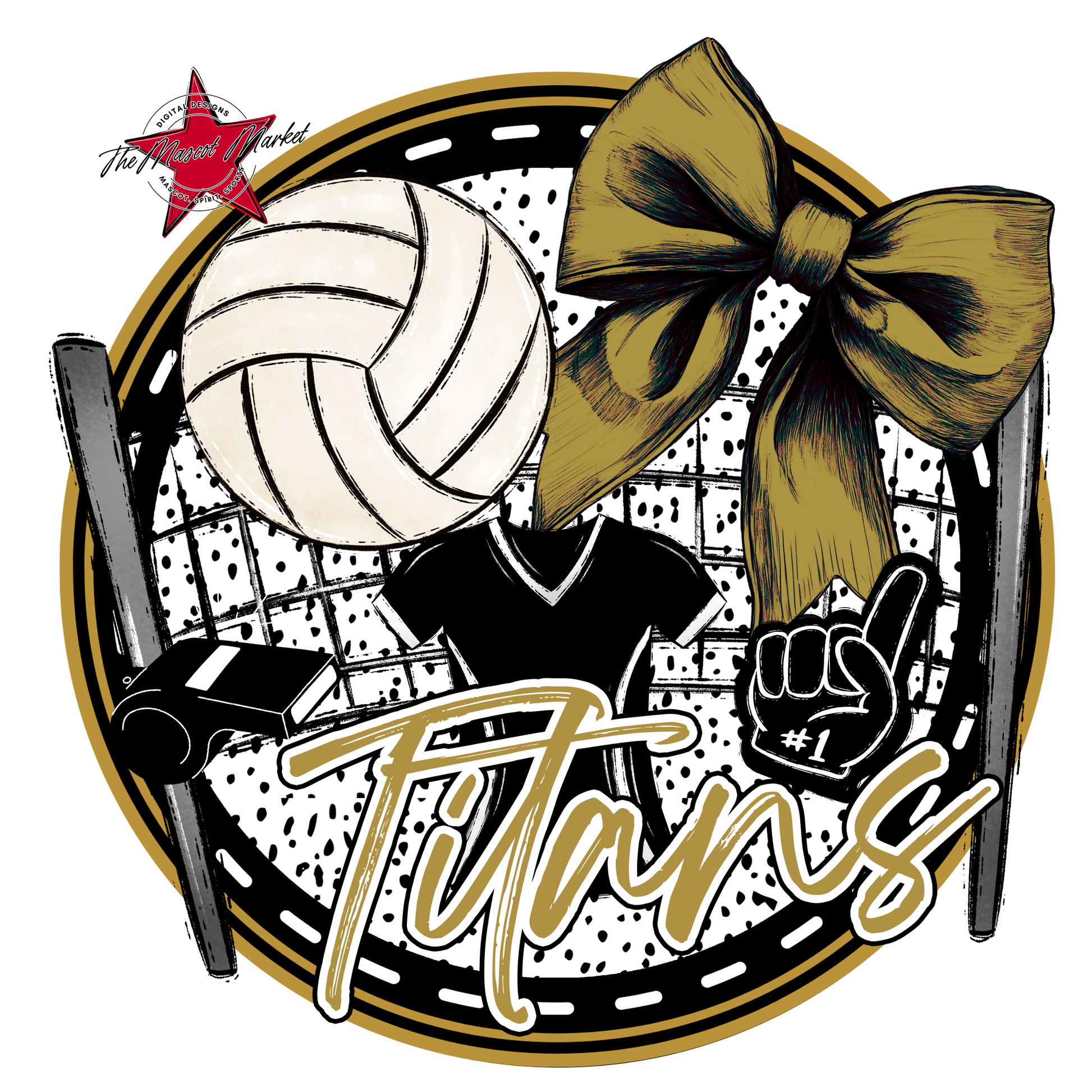 Titans Circle Volleyball Design-Gold