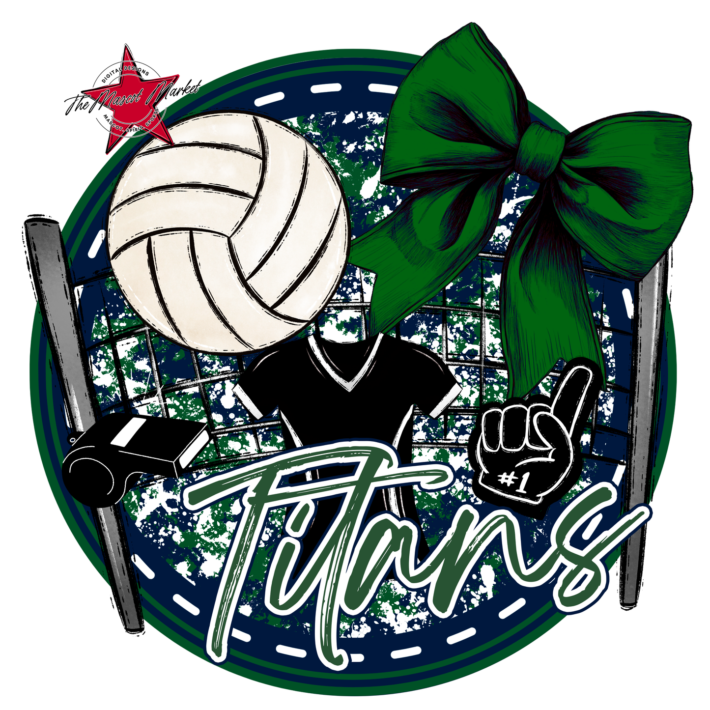 Titans Circle Volleyball Design-Navy-Green