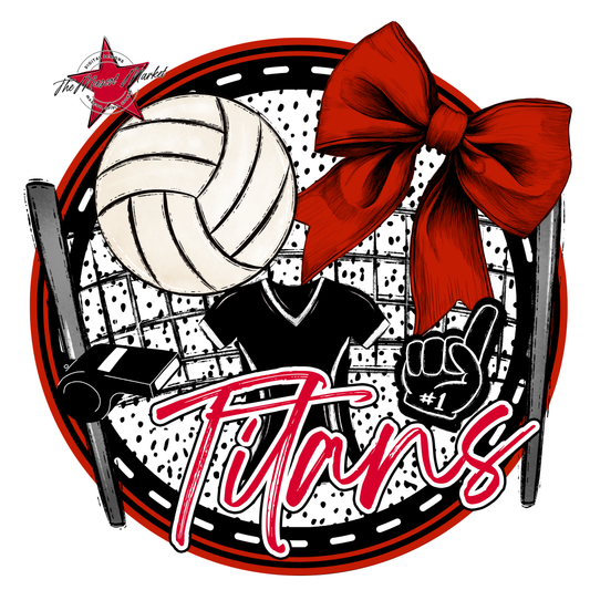 Titans Circle Volleyball Design-Red