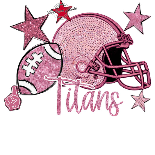 Titans Football Embroidered Sequins Design-Pink Out