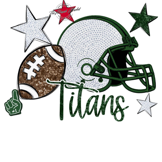 Titans Football Embroidered Sequins Design-Green