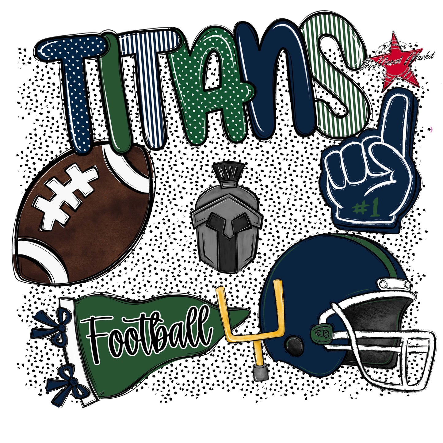 Titans Football Spirit-Navy & Green