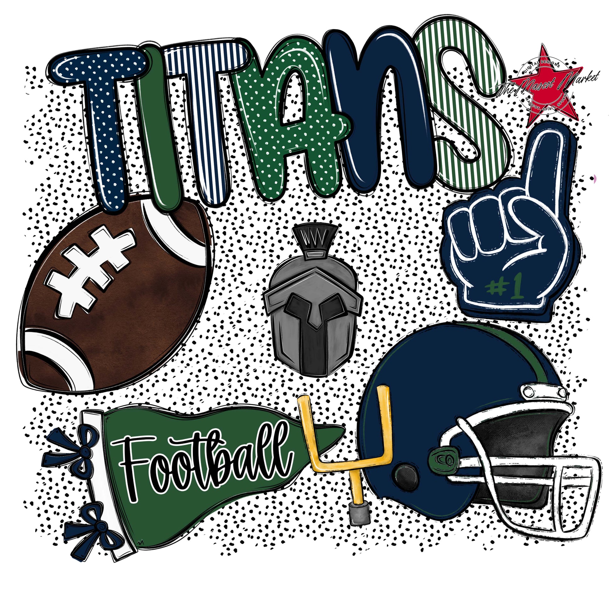 Titans Football Spirit-Navy & Green