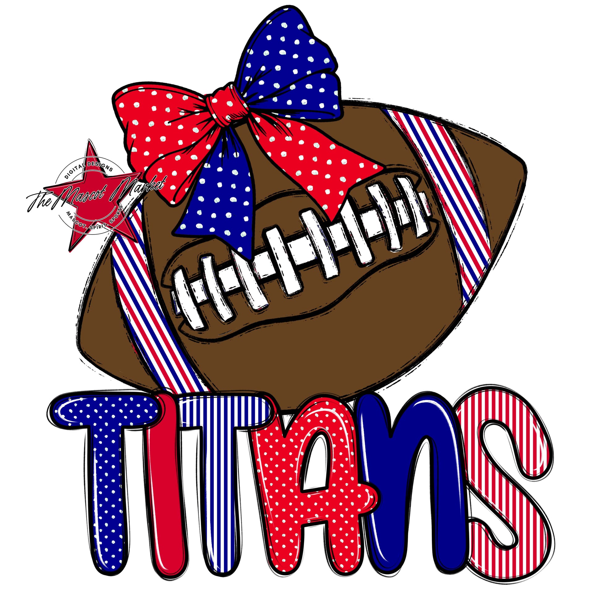 Titans Football Spirit Design-Blue & Red