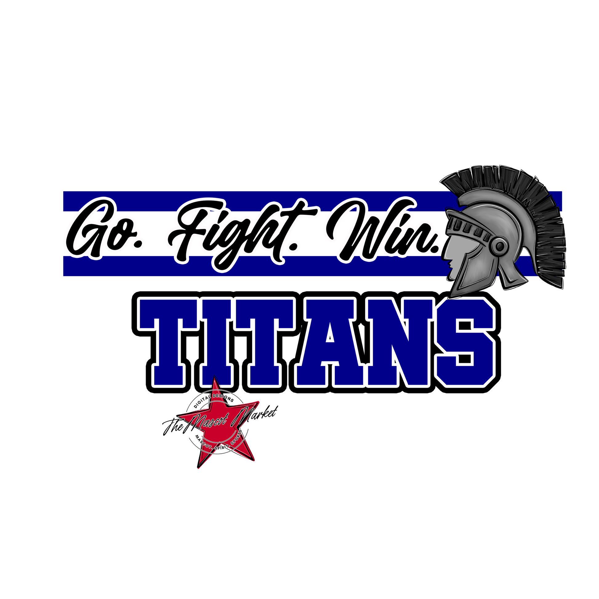 Titans Go Fight Win Mascot Lines-Blue
