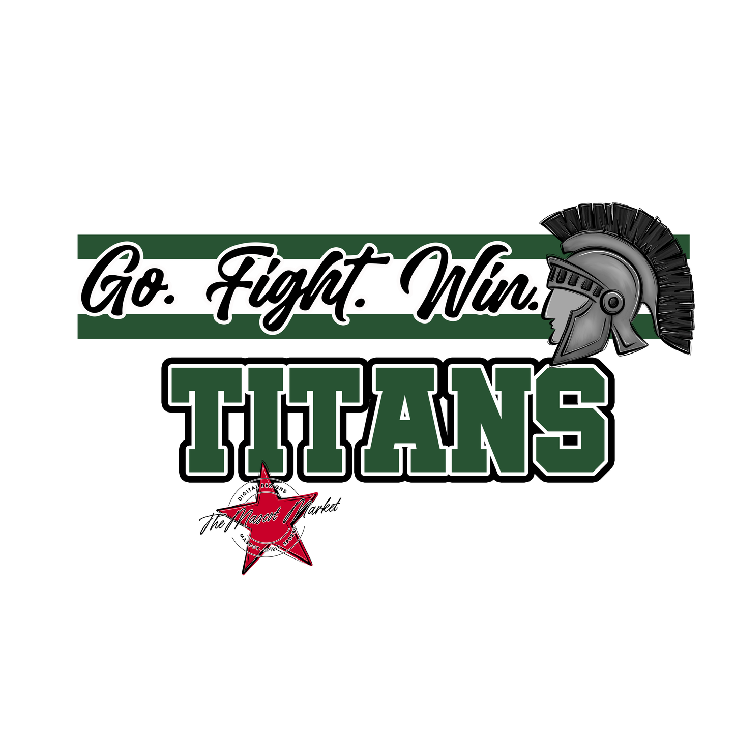 Titans Go Fight Win Mascot Lines-Green