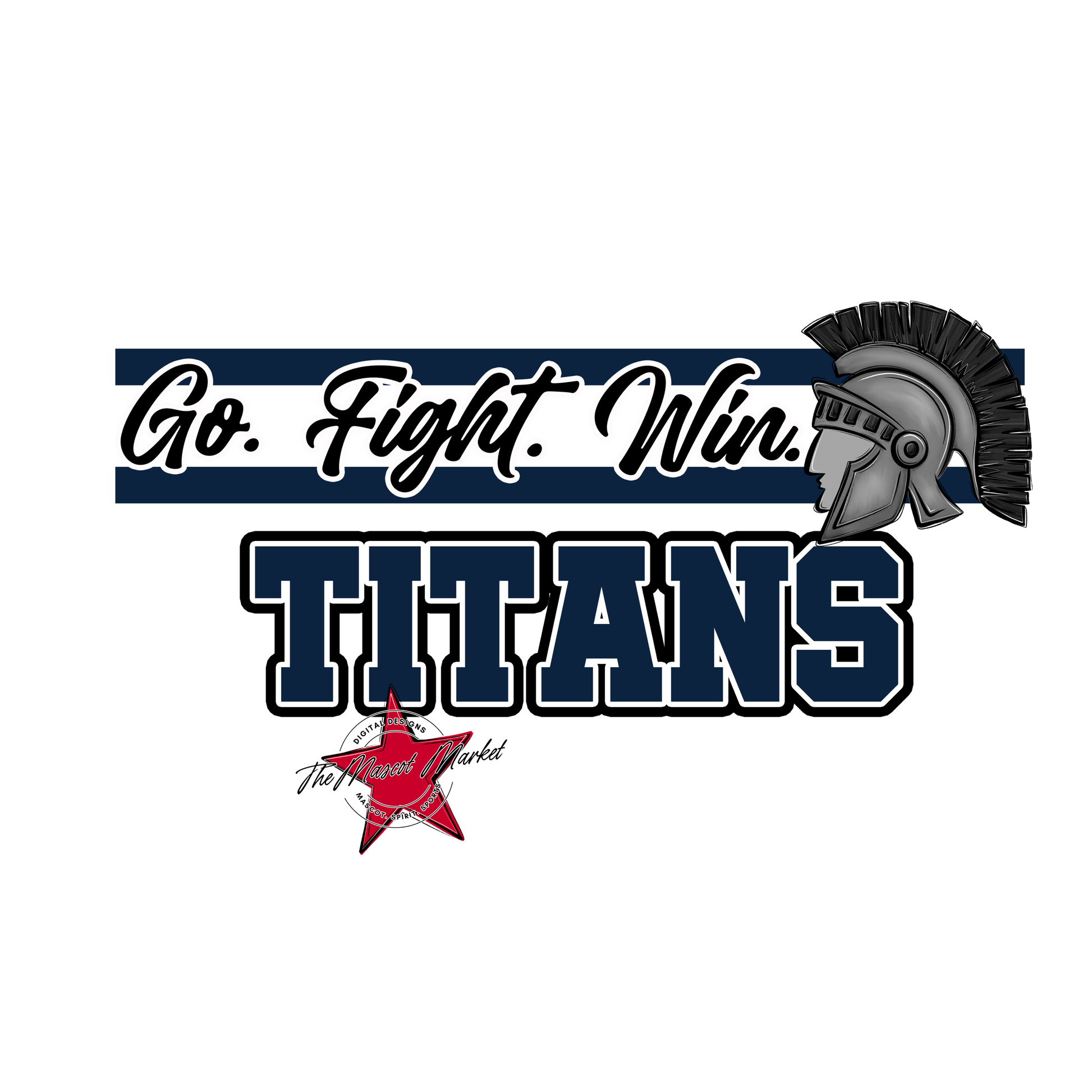 Titans Go Fight Win Mascot Lines-Navy