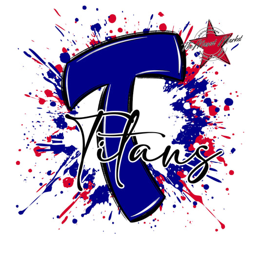Titans Mascot Splatter-Blue & Red