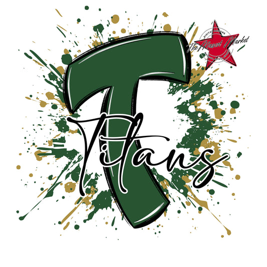 Titans Mascot Splatter-Green & Gold
