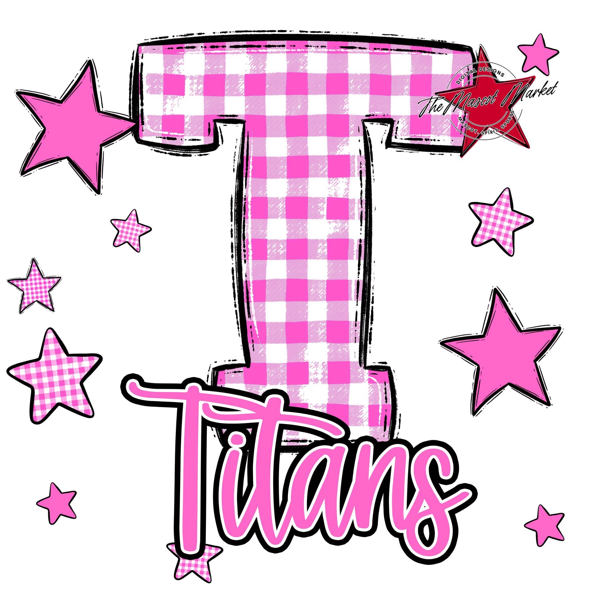 Titans Plaid Star Design-Baby Pink