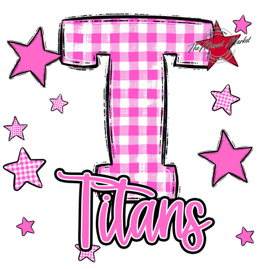 Titans Plaid Star Design-Baby Pink