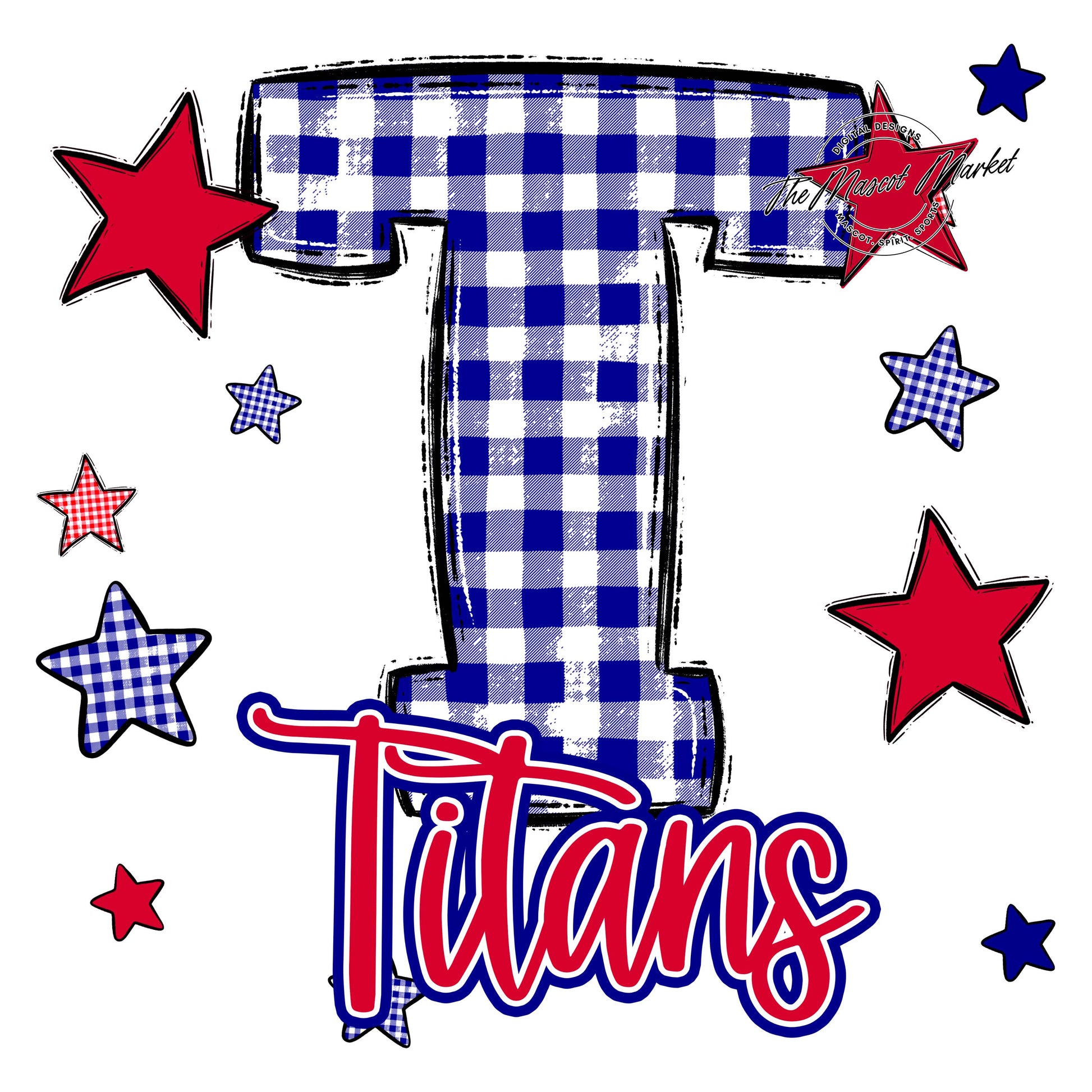 Titans Plaid Star Design-Blue & Red