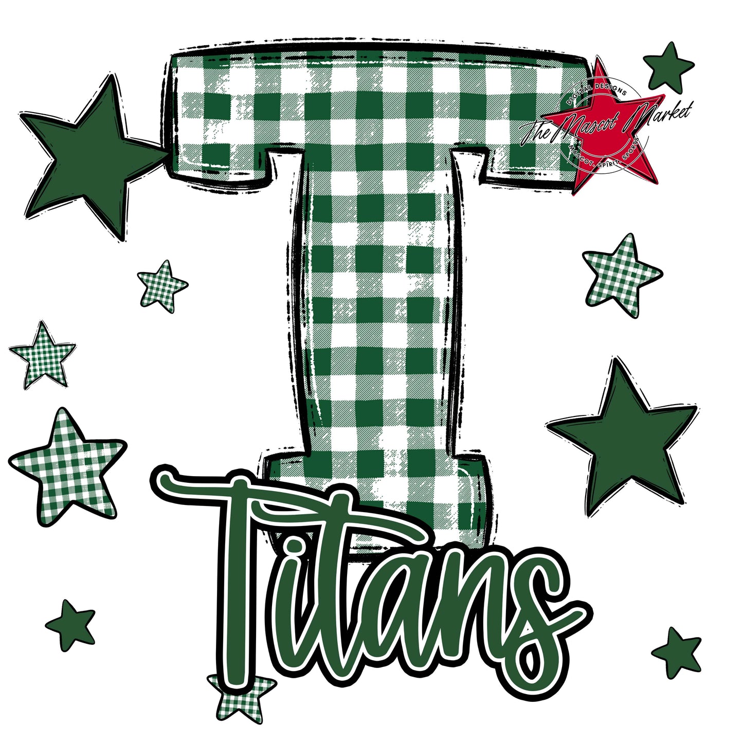 Titans Plaid Star Design-Green