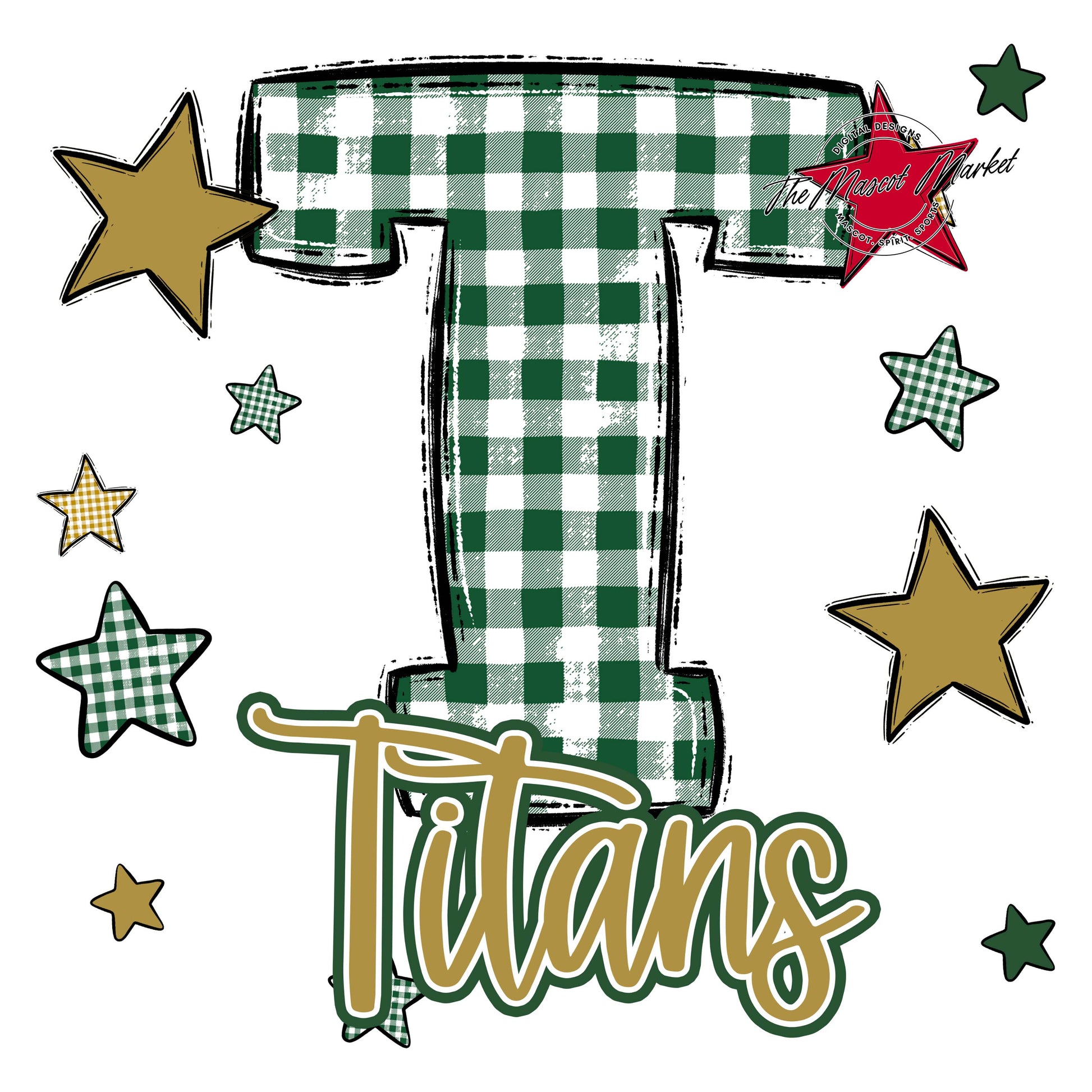 Titans Plaid Star Design-Green & Gold