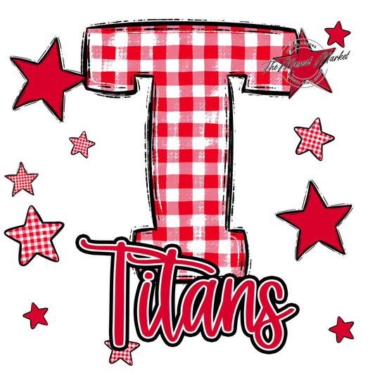 Titans Plaid Star Design-Red