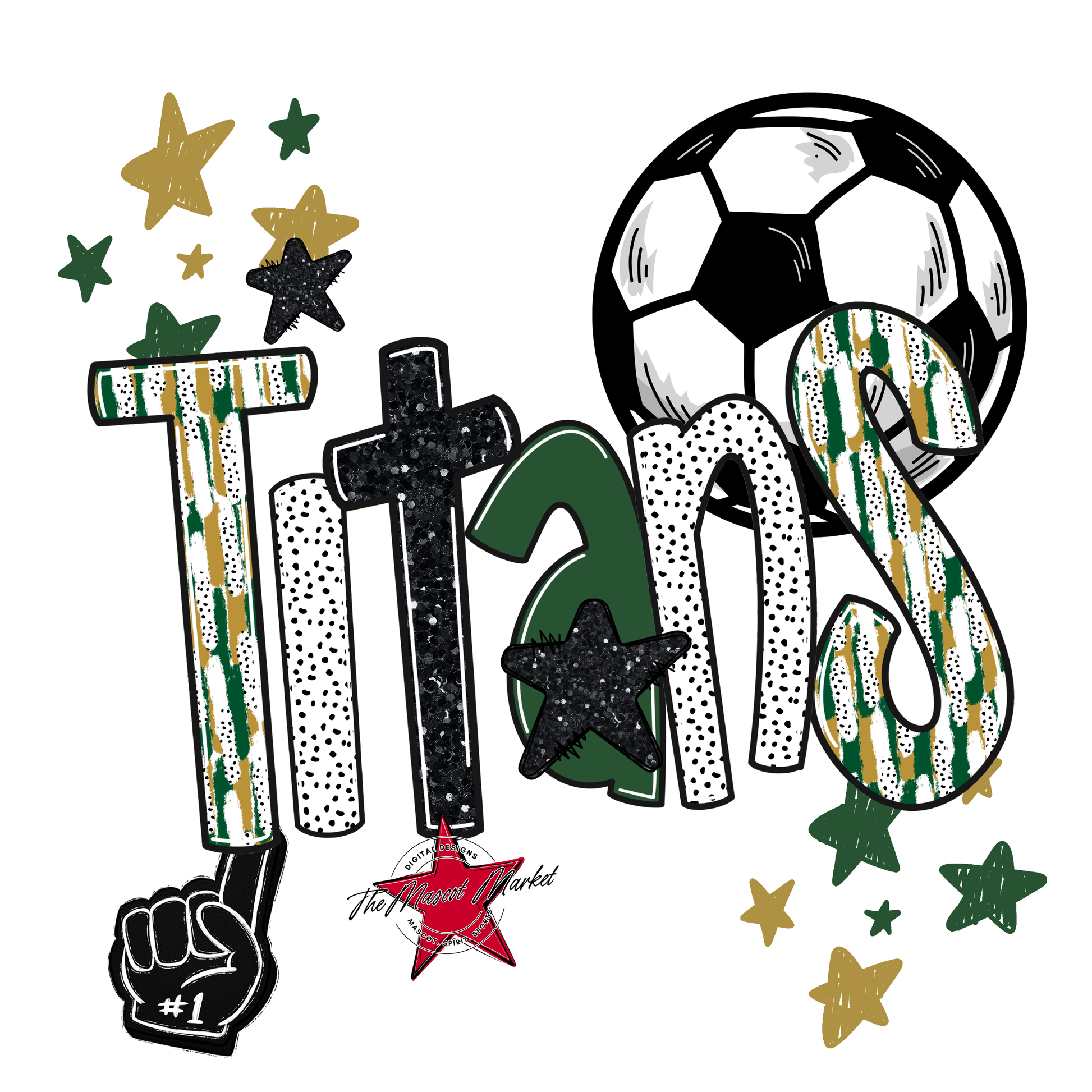 Titans Soccer Scrape-Green-Gold