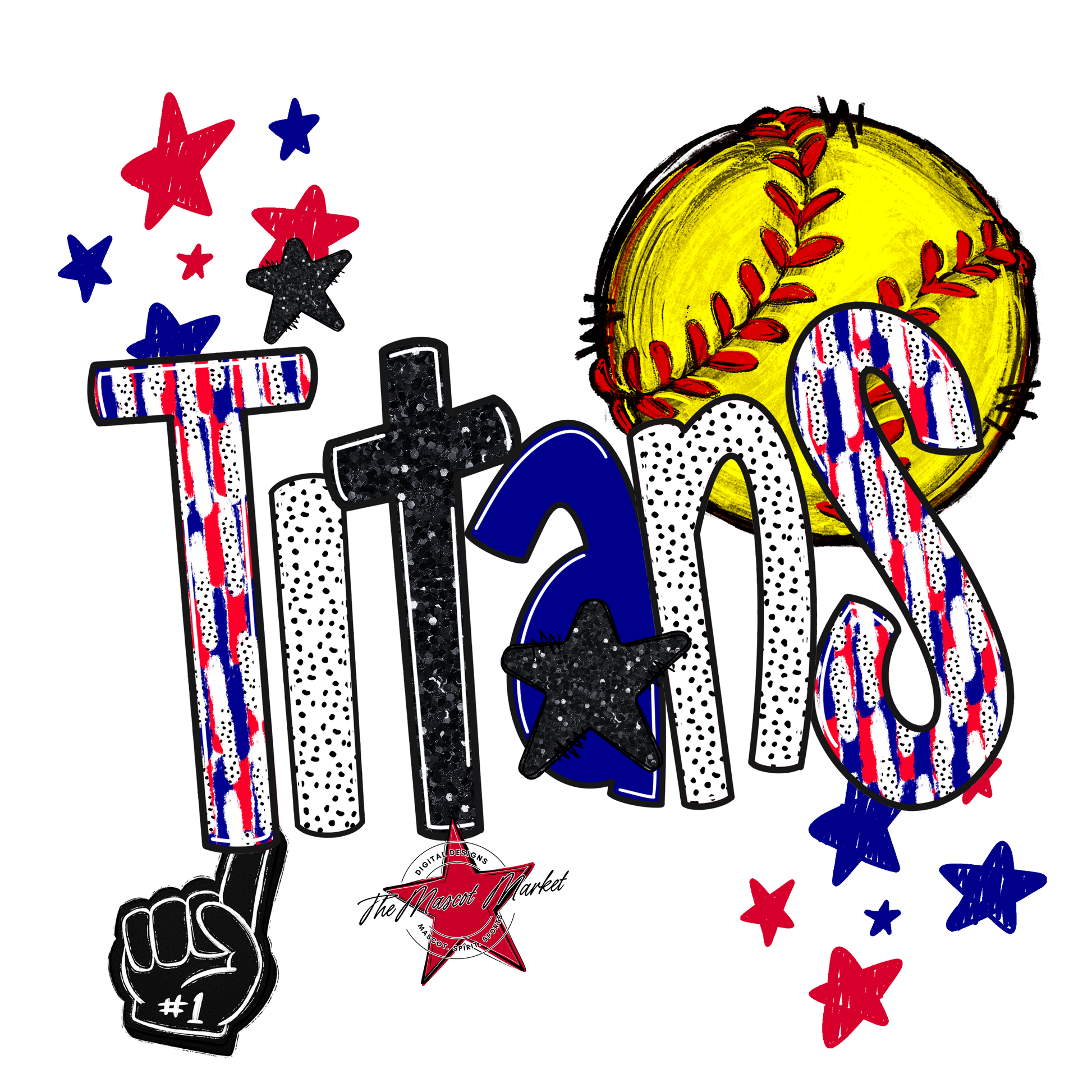 Titans Softball Scrape-Blue-Red